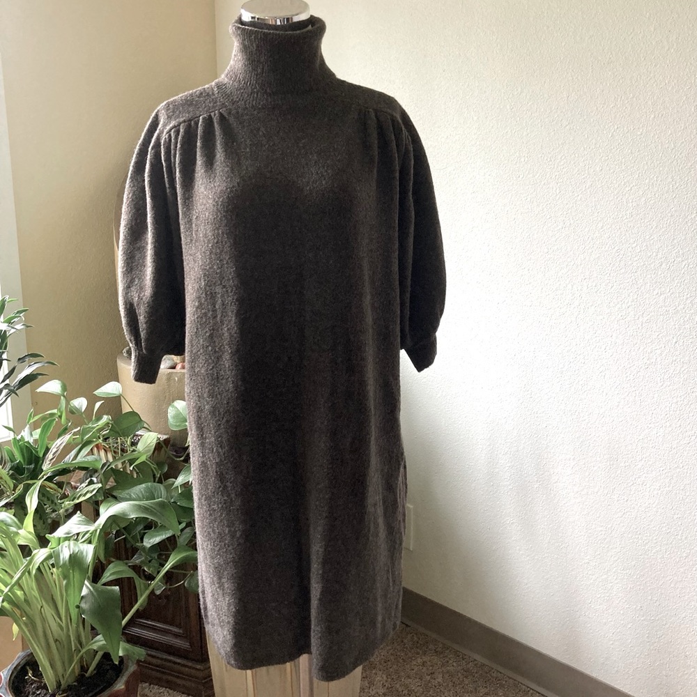 New Zara Grey Acrylic Polyester Short Sleeve Dress size L